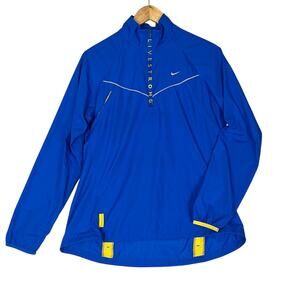 Livestrong Nike Cycling Jacket Windbreaker Women Large Blue 1/4 Zip Vented Bike